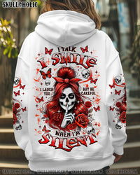 BE CAREFUL WHEN I'M SILENT SKULL MESSY BUN LADY ALL OVER PRINT  - TLNZ1701251