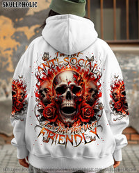 I'M NOT ANTI-SOCIAL MAD FIRE ROSE SKULL ALL OVER PRINT  - TLNT0702251
