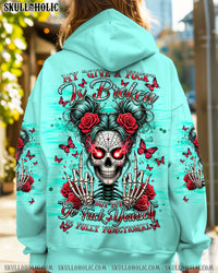 MY GIVE A F IS BROKEN SKULL MESSY BUN ALL OVER PRINT  - TLNT2201251