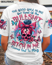 THE GOOD GIRL IN ME MESSY BUN SKULL ALL OVER PRINT - TYTD1707243