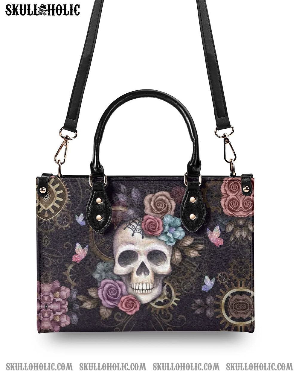 SKULL FLOWER LEATHER HANDBAG - YHDU1308242