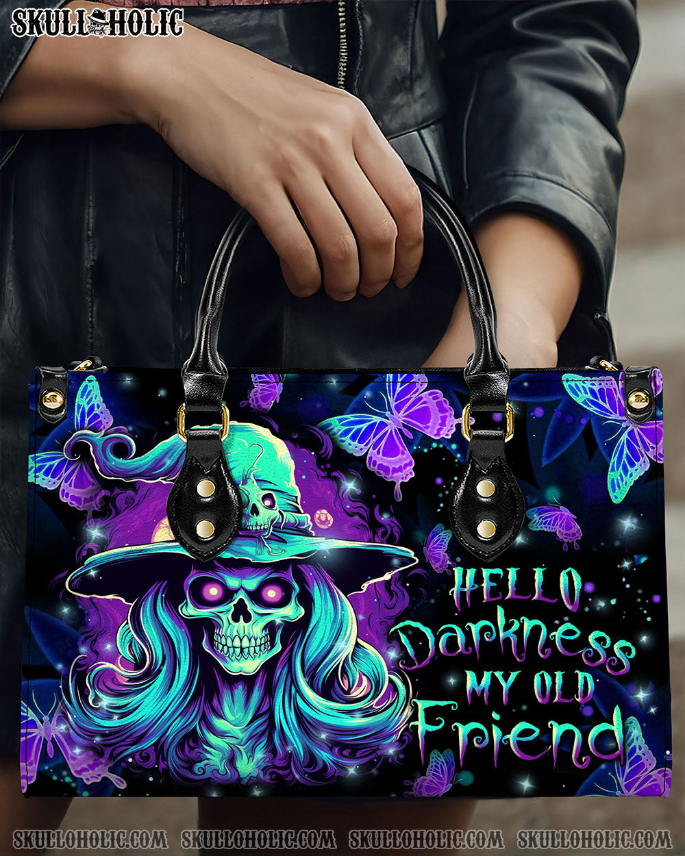 HELLO DARKNESS MY OLD FRIEND HALLOWEEN LEATHER HANDBAG - YHLN1508244