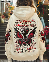 SHE WEARS STRENGTH AND DARKNESS SKULL LADY ALL OVER PRINT - TLPQ0211241