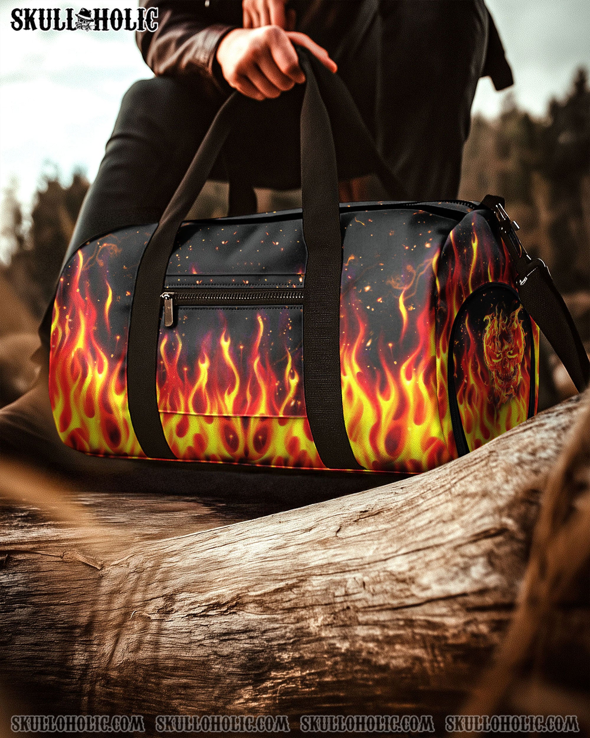 SKULL IN FIRE TRAVELLING BAG - YHHG2908255