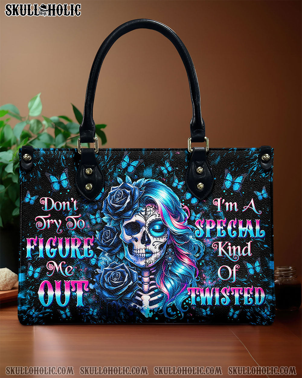 DON'T TRY TO FIGURE ME OUT SKULL LADY LEATHER HANDBAG - TLTW1008242