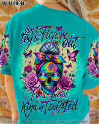 DON'T TRY TO FIGURE ME OUT MESSY BUN ALL OVER PRINT - TY0705242