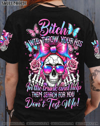 DON'T TEST ME MESSY BUN SKULL ALL OVER PRINT - TYTD1807243