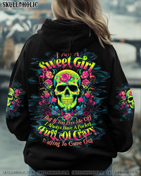 I AM A SWEET GIRL BUT IF YOU PISS ME OFF FLOWER SKULL ALL OVER PRINT  - TLTW0312241