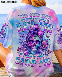 WHO IS GOING TO STOP ME MESSY BUN SKULL TIE DYE ALL OVER PRINT - TYQY1406242