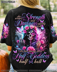 SHE WEARS STRENGTH AND DARKNESS SKULL ALL OVER PRINT - TLNO0205241