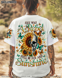 SHE WAS A REBEL SUNFLOWER SKULL ALL OVER PRINT   - TLNO1905252