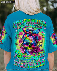 KARMA WILL SLAP YOU EVENTUALLY MESSY BUN ALL OVER PRINT - TY0705243