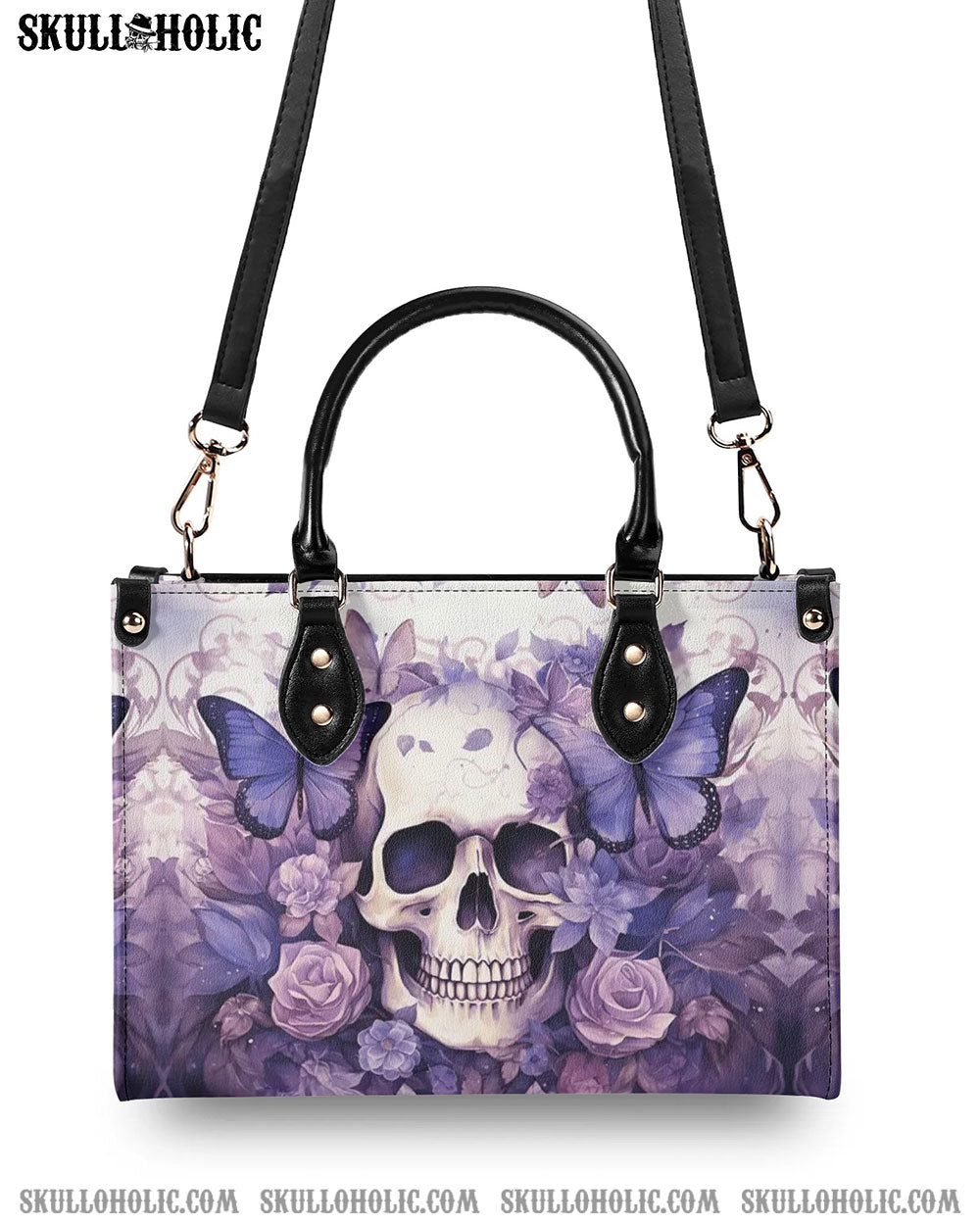 SKULL FLORAL LEATHER HANDBAG - YHDU1007241