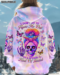 DON'T TRY TO FIGURE ME OUT SKULL MESSY BUN TIE DYE ALL OVER PRINT  - TLNT2712243