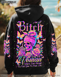 I'M NOT A B I'M A WOMAN MESSY BUN SKULL ALL OVER PRINT  - TLNT1212245