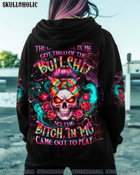 THE GOOD GIRL IN ME MESSY BUN SKULL ALL OVER PRINT - YHLT2411253