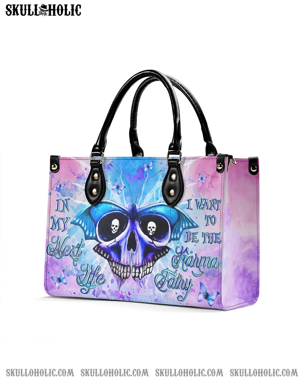 KARMA FAIRY SKULL BUTTERFLY LEATHER HANDBAG - YHLN1709245