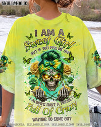 I AM A SWEET GIRL SKULL MESSY BUN ALL OVER PRINT - TLNZ0407241