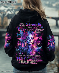 SHE WEARS STRENGTH AND DARKNESS SKULL LADY ALL OVER PRINT - TLNZ2111241