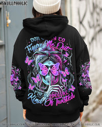 DON'T TRY TO FIGURE ME OUT MESSY BUN SKULL ALL OVER PRINT - TLNT2401253