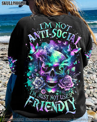 I'M NOT ANTI-SOCIAL SKULL FLORAL ALL OVER PRINT - TLNZ3011232