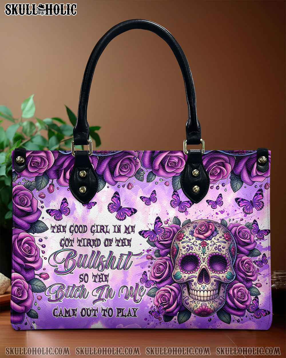 SUGAR SKULL ROSE LEATHER HANDBAG  - TLTR0810245