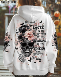 THE GOOD GIRL IN ME SKULL MESSY BUN ALL OVER PRINT - TLTW2808241