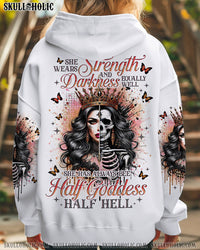 SHE WEARS STRENGTH AND DARKNESS SKULL LADY ALL OVER PRINT - TLNO3011242