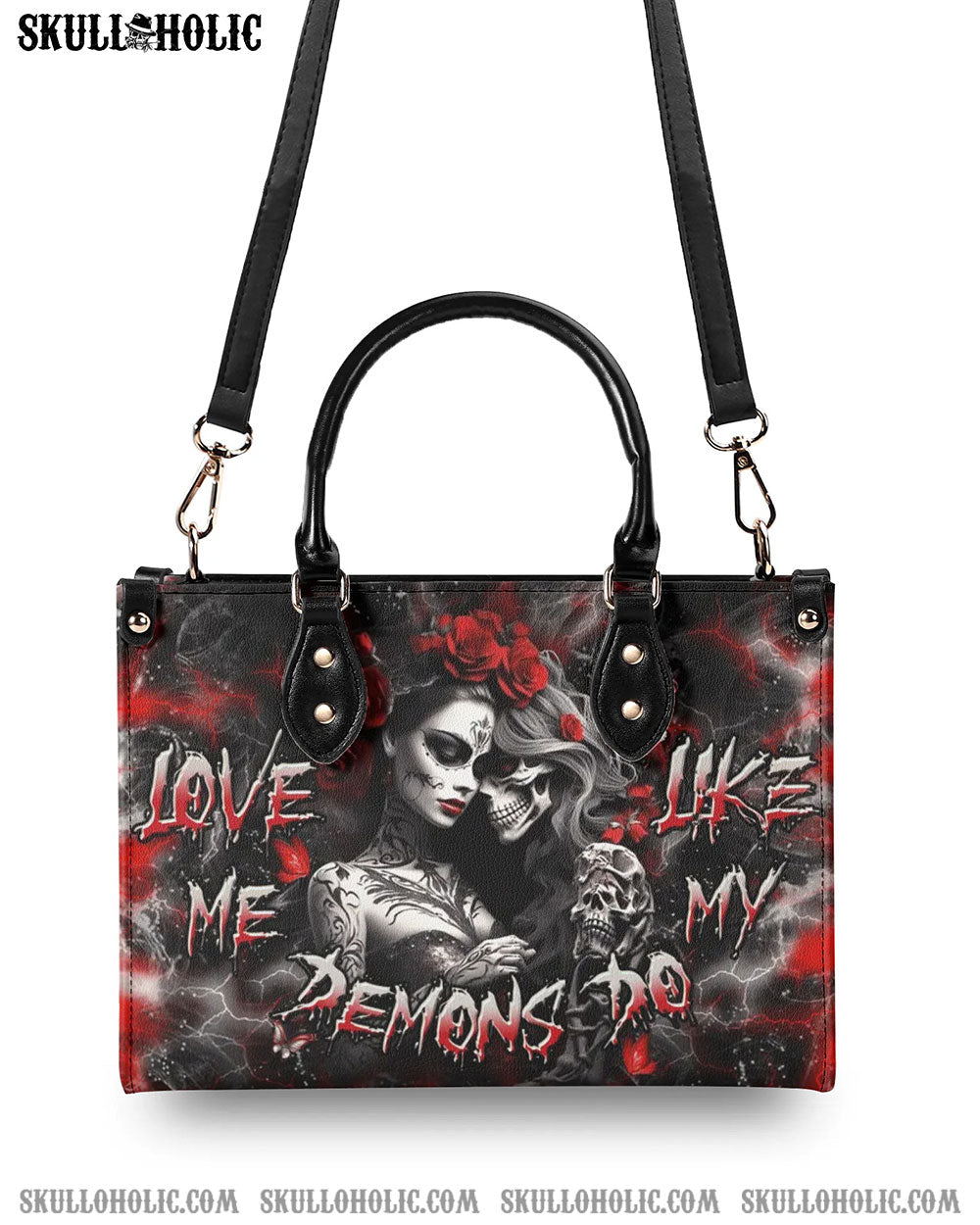 LOVE ME LIKE MY DEMONS DO LEATHER HANDBAG - YHDU0409244