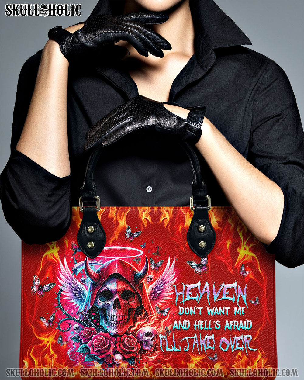 HEAVEN DON'T WANT ME REAPER LEATHER HANDBAG - TLTW0304246