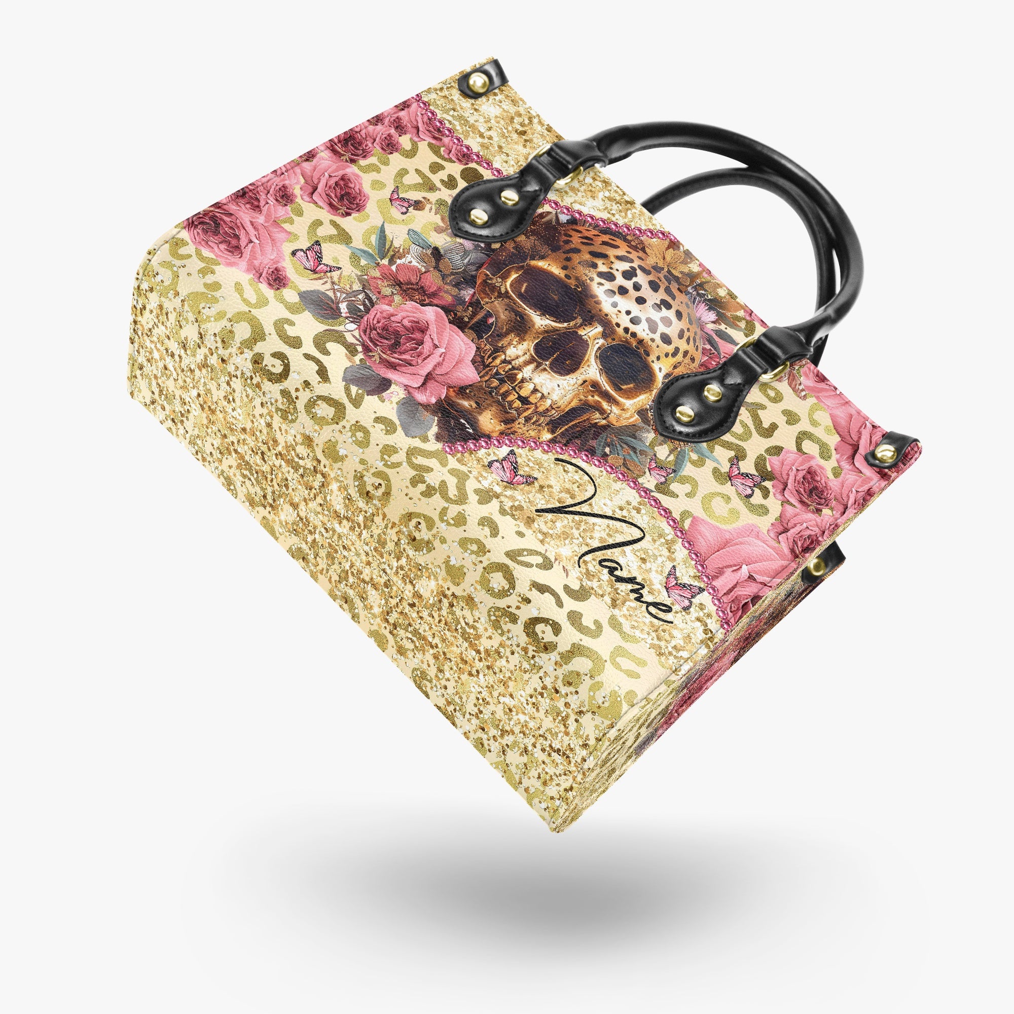 GOLDEN LEOPARD SKULL LEATHER HANDBAG - TYTM0304242