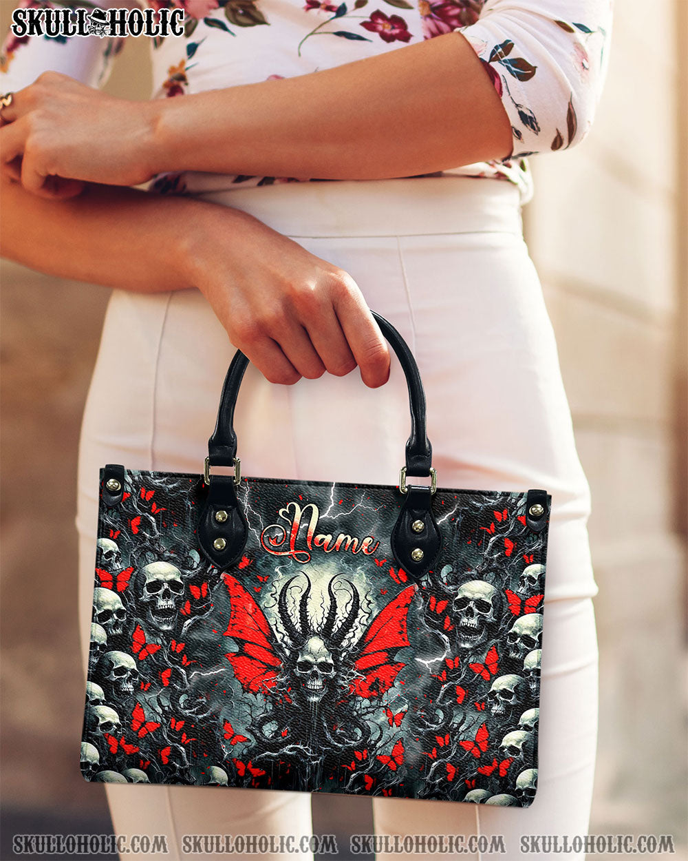 DEMON FAIRY SKULL LEATHER HANDBAG  - TLNT0410244