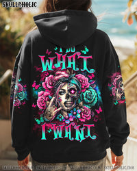 I DO WHAT I WANT SKULL MESSY BUN ALL OVER PRINT - TLTW2809241