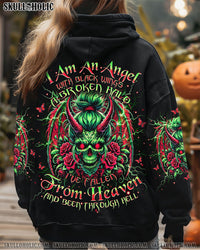 I AM AN ANGEL WITH BLACK WINGS MESSY BUN WINGS  ALL OVER PRINT - TLNO0310243