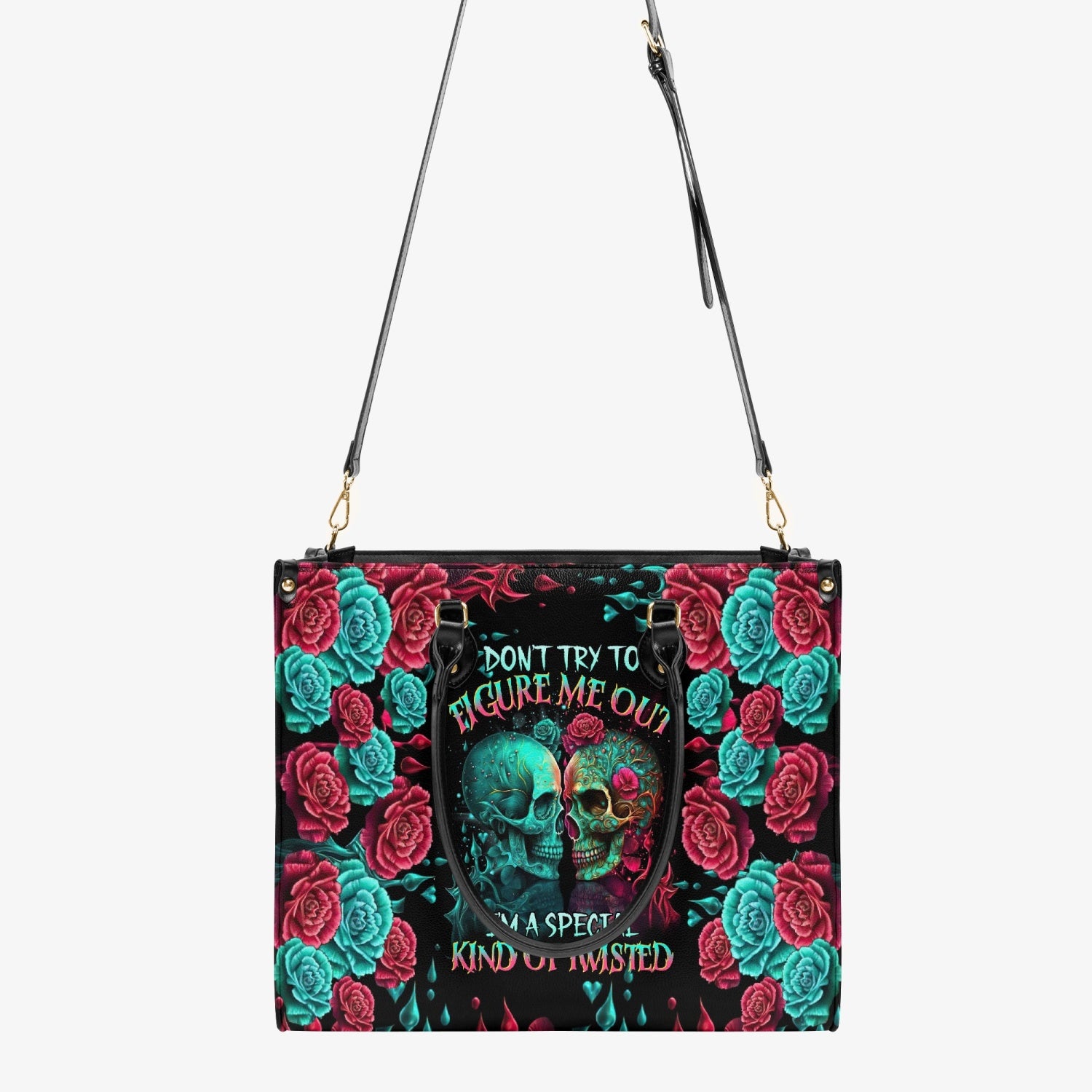 DON'T TRY TO FIGURE ME OUT SKULL LEATHER HANDBAG - TLTR2103245