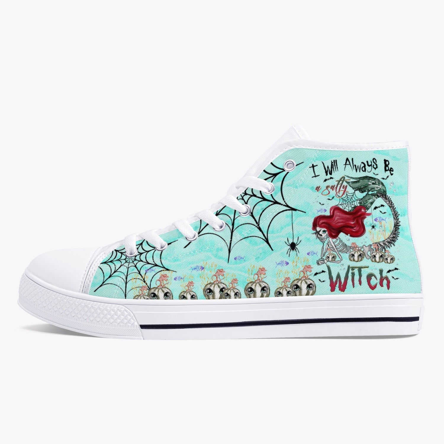 SALTY WITCH MERMAID HALLOWEEN HIGH TOP CANVAS SHOES - TLTR2808236