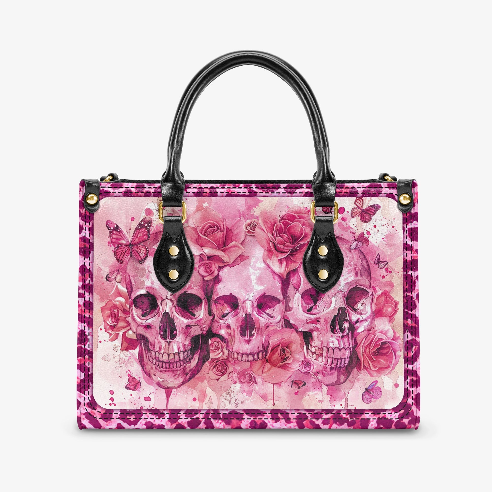 SKULLS FLOWER LEATHER HANDBAG - TYQY0304242