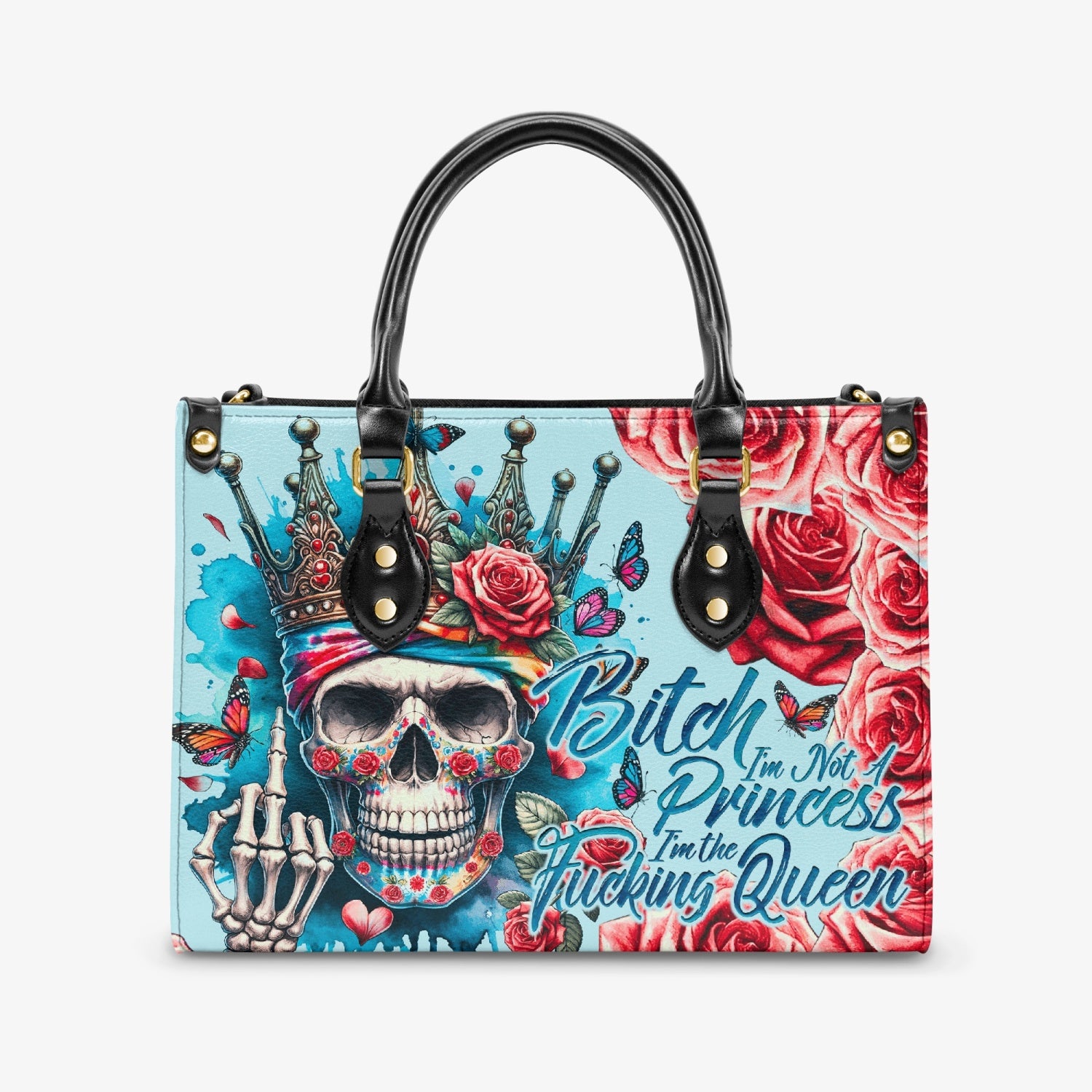 I'M NOT A PRINCESS SKULL LEATHER HANDBAG - TY0204242