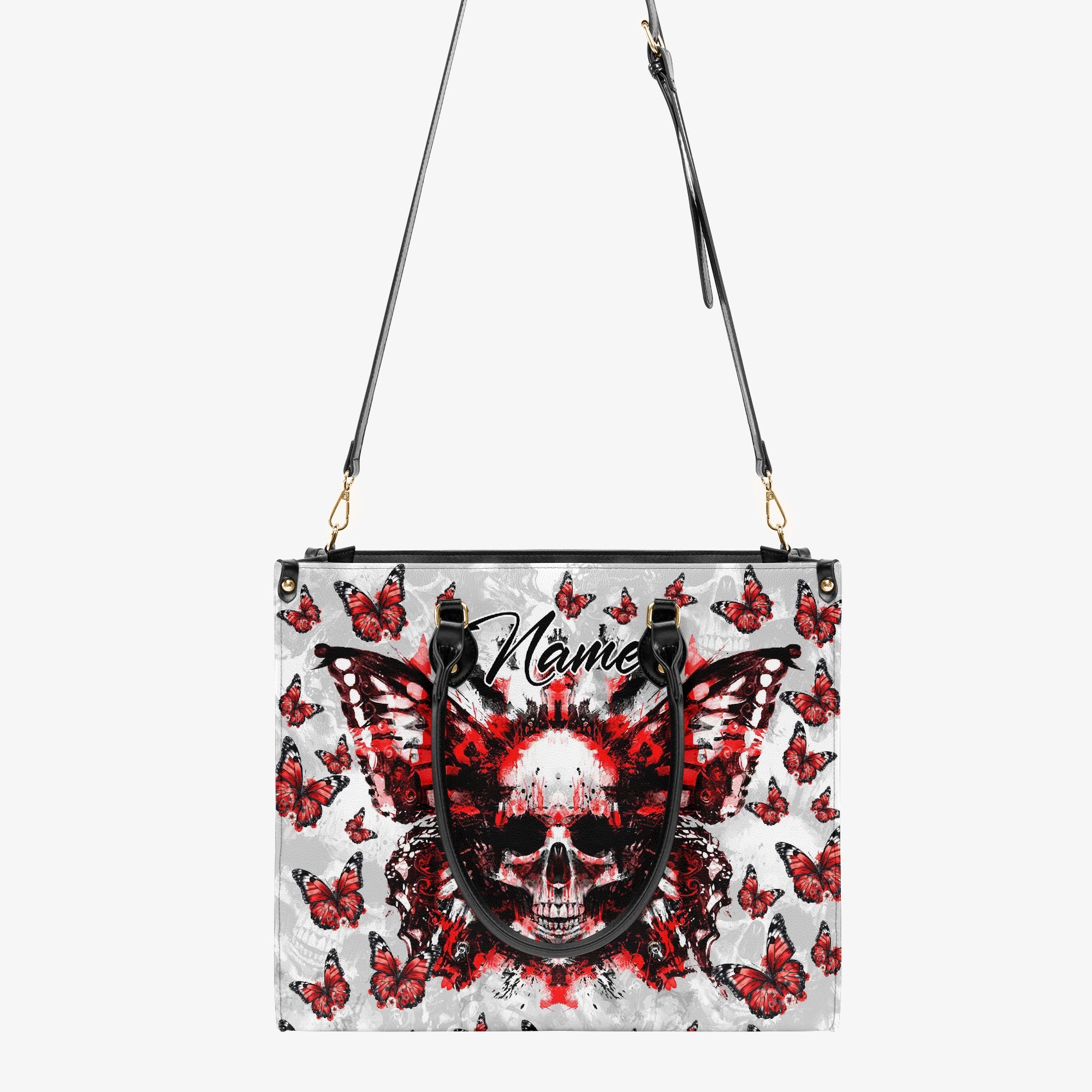 DEMON BUTTERFLY SKULL LEATHER HANDBAG - TYTM0404244