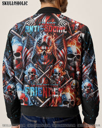 I'M NOT ANTI-SOCIAL MAD SKULL BOMBER JACKET - TLNT2711233