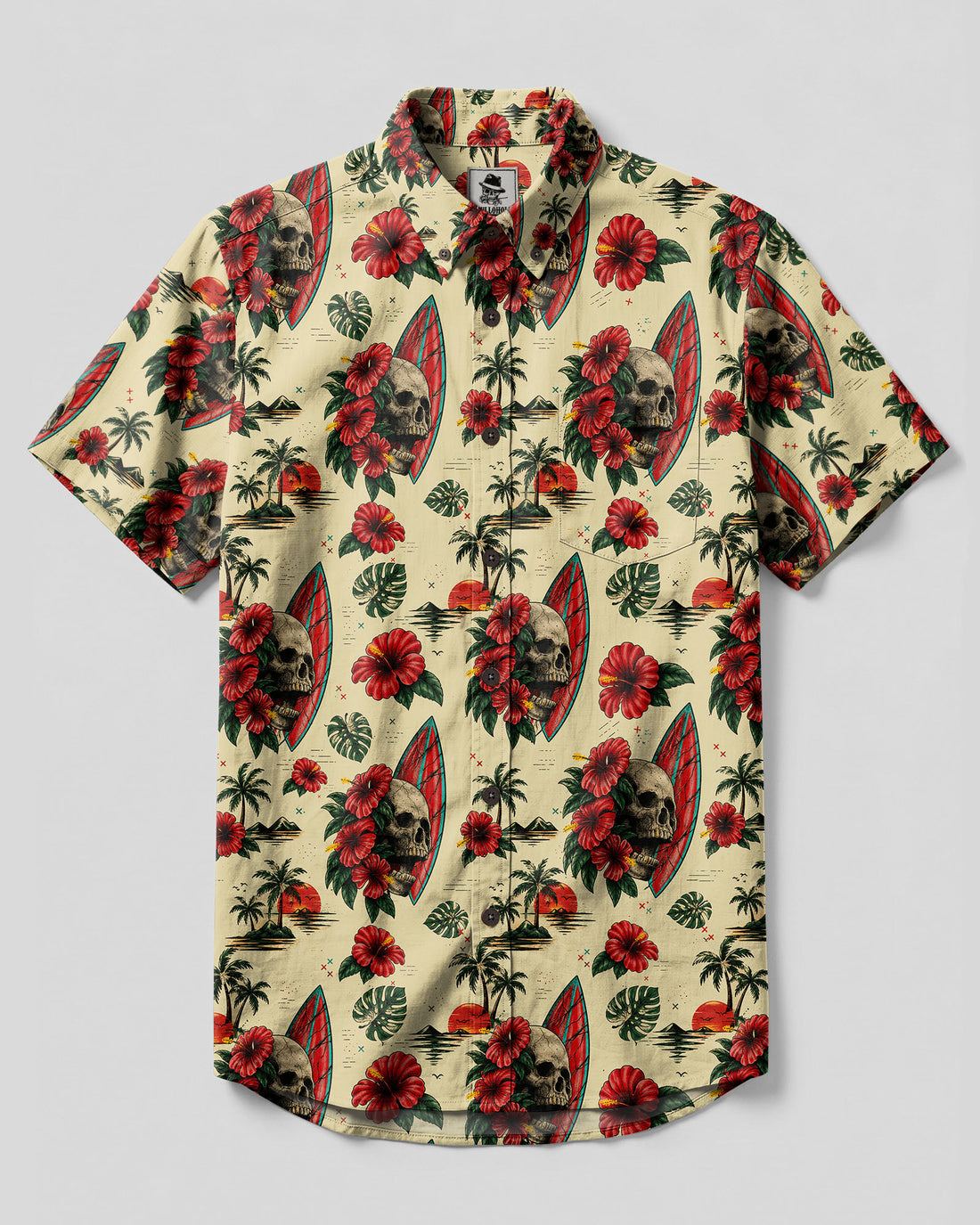 SURF SKULL PARADISE BUTTON-DOWN COLLAR SHIRT  - TLTW0808264