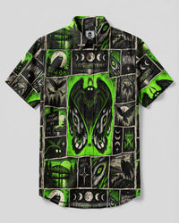 MOTHMAN GREEN ECLIPSE PATCHWORK BUTTON-DOWN COLLAR SHIRT - TLNO2409264