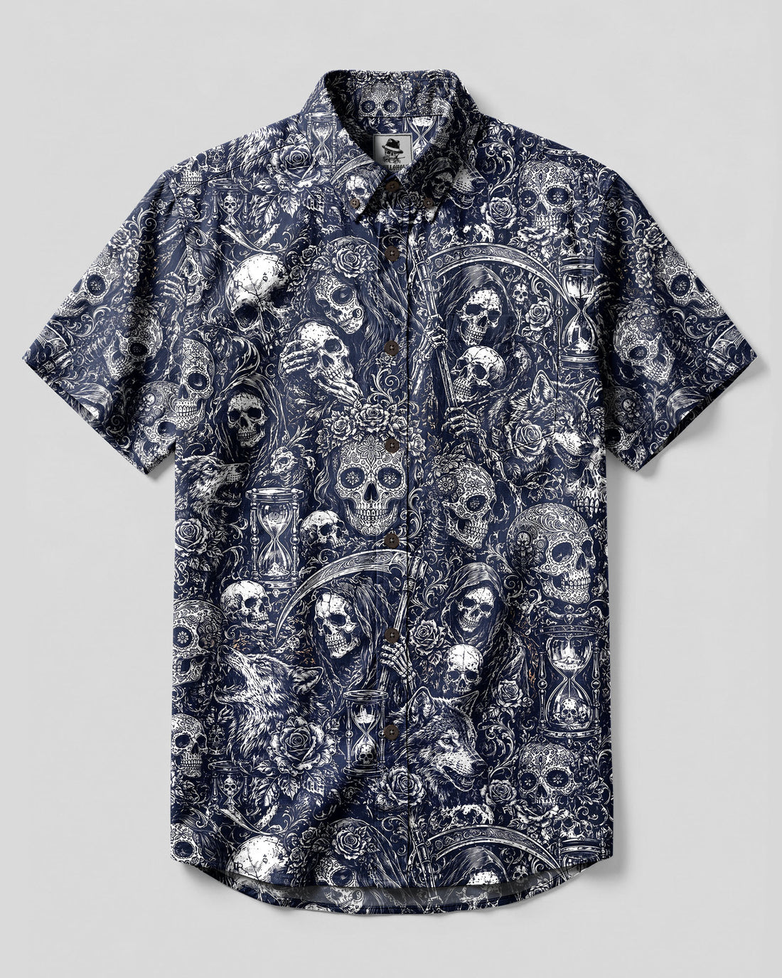 GOTHIC SKULL ETERNAL LEGACY BUTTON-DOWN COLLAR SHIRT - TLHG2108263