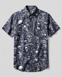 GOTHIC SKULL ETERNAL LEGACY BUTTON-DOWN COLLAR SHIRT - TLHG2108263