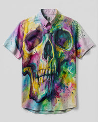 WATERCOLOR PHANTOM SKULL BUTTON-DOWN COLLAR SHIRT - RI0106264