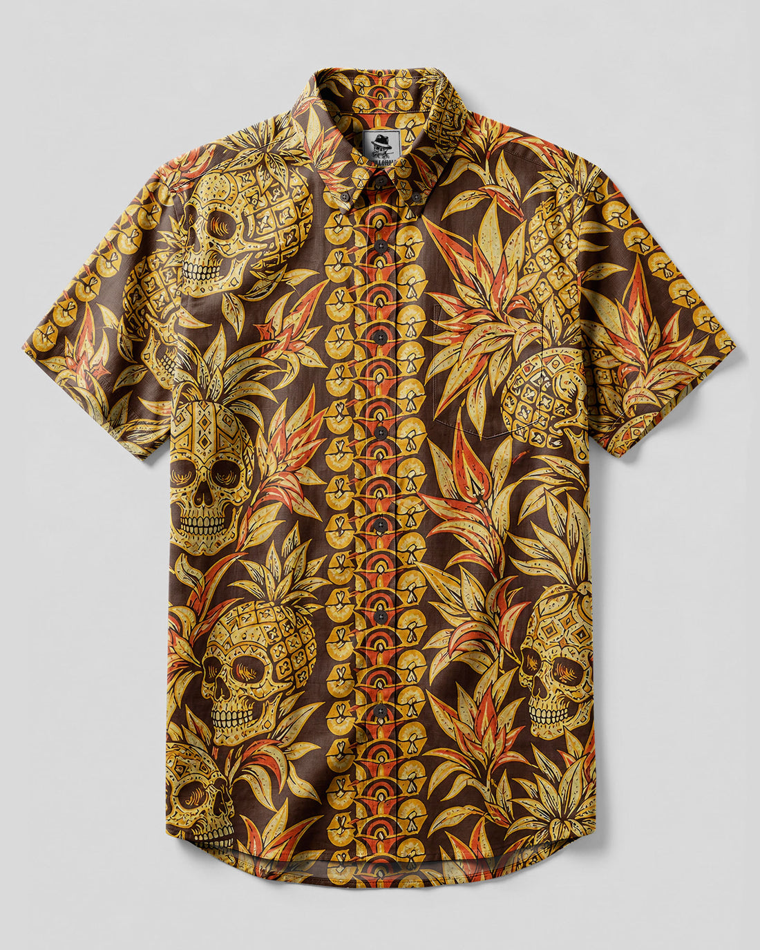 TROPICAL PINEAPPLE SKULL ISLAND BUTTON-DOWN COLLAR SHIRT - TYLN2608262