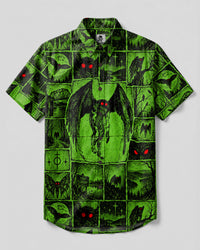 MOTHMAN CRIMSON OMEN PATCHWORK BUTTON-DOWN COLLAR SHIRT  - TLTW1009262