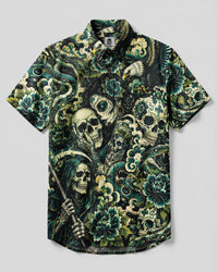 GOTHIC SKULL LADY BUTTON-DOWN COLLAR SHIRT  - TLNO2008262