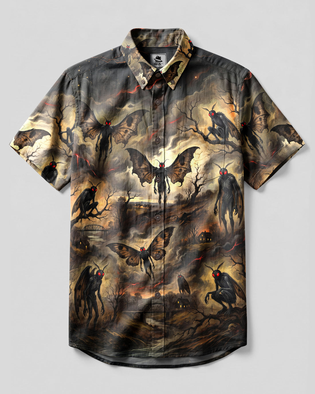 MOTHMAN HAUNTED NIGHTSCAPE BUTTON-DOWN COLLAR SHIRT - TLNT2809263