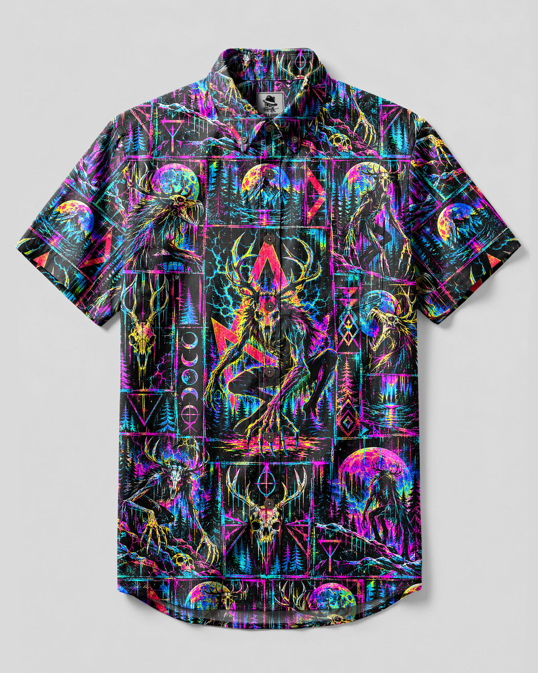 MYTHOS NEON WENDIGO COLLAGE BUTTON-DOWN COLLAR SHIRT - TLNT2509269